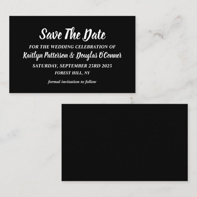 Einfache und moderne, Save the Date Card Visitenkarte (Vorne/Hinten)