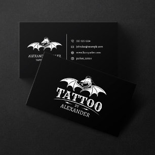 Einfache und moderne Schwarze Tattoo Artist Shop D Visitenkarte