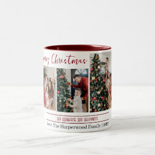 Einfache und moderne Weihnachts-Familienfotosammlu Zweifarbige Tasse