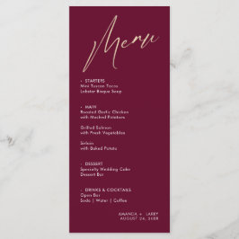Einfache und moderne Wine and Gold Wedding Card Menükarte