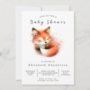 Einfache und Niedliche Fox Baby Dusche Einladung