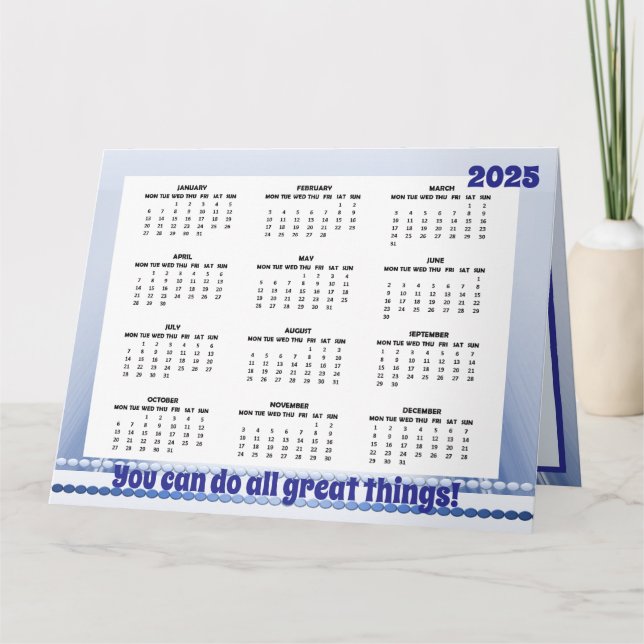 Einfache und Niedliche Kalender 2025 Faltkarte Karte (Vorderseite)