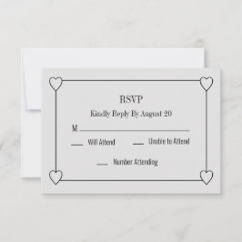 Einfache und romantische Herz White Wedding RSVP Mitteilungskarte