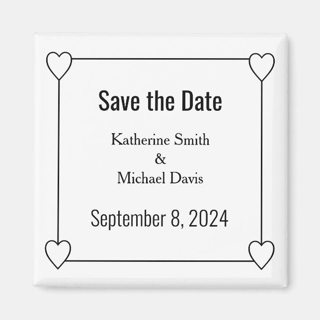Einfache und romantische Herzen Save the Date Hoch Magnet (Vorne)