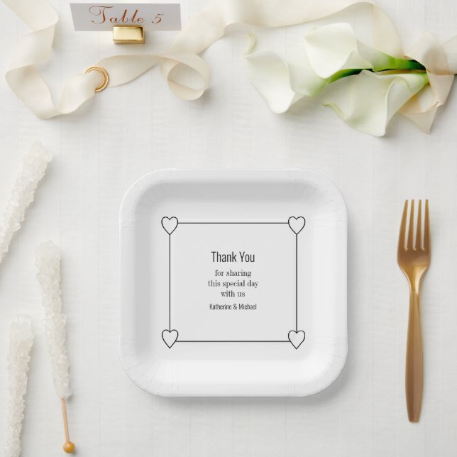 Einfache und romantische Herzenshochzeit Pappteller (Hochzeit)