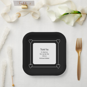 Einfache und romantische Schwarze Hochzeit Pappteller