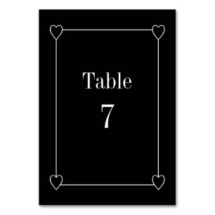 Einfache und romantische Schwarze Hochzeit Tischnummer