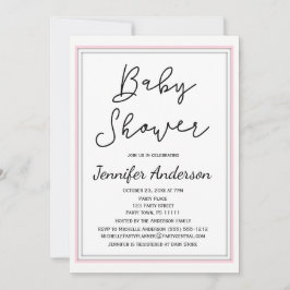 Einfache und saubere rosa weiße Kinderdusche Einladung