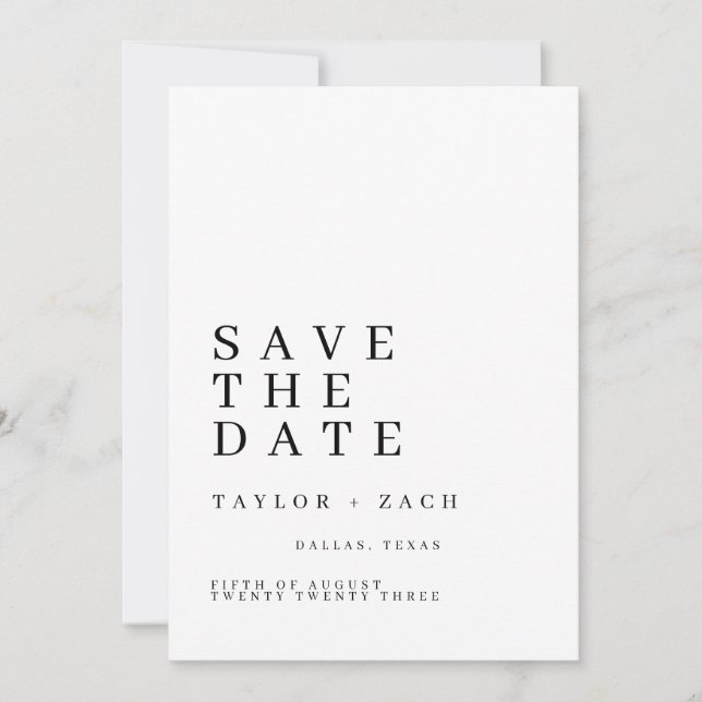 Einfache und saubere Save the Date Hochzeitskarte (Vorderseite)