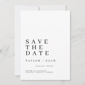 Einfache und saubere Save the Date Hochzeitskarte