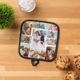 Einfache und schicke FotoCollage   Hochzeit und Fa Topflappen