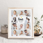 Einfache und schicke FotoCollage | Liebe Gold Hear Foliendrucke<br><div class="desc">Dieses schicke Schwarz-Weiß-Poster verfügt über ein Foto-Gitter mit elf persönlichen Fotos und eine moderne Schrift-Typografie, die "Liebe" sagt. Es gibt auch ein elegantes kleines vergoldetes Folienherz. Ein einfaches, minimalistisches, aber absolut stilvolles Geschenk für Ihre Mutter, Ehefrau oder jedes Familienmitglied, das Sie gewollt haben, um sie lassen, wissen, wie sehr sie...</div>