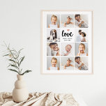 Einfache und schicke FotoCollage | Liebe mit Herz Poster<br><div class="desc">Dieses schicke Schwarz-Weiß-Poster verfügt über ein Foto-Gitter mit elf persönlichen Fotos und eine moderne Schrift-Typografie, die "Liebe" sagt. Es gibt auch ein elegantes kleines Herz mit einem Imitat Rose Gold Look. Ein einfaches, minimalistisches, aber absolut stilvolles Geschenk für Ihre Mutter, Ehefrau oder jedes Familienmitglied, das Sie gewollt haben, um sie...</div>