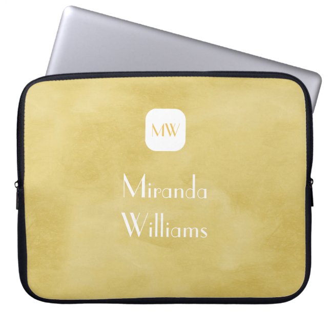 Einfache und schicke Goldenrod Gelbe Monogramm und Laptopschutzhülle (Vorderseite)
