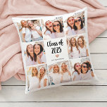 Einfache und schicke Klasse 2023 Herzfoto Collage Kissen<br><div class="desc">Dieses schicke Schwarz-Weiß-Kissen verfügt über ein Foto-Gitter mit acht persönlichen Fotos und eine moderne Schrift-Typografie, die "Klasse des Jahres 2023" sagt. Es gibt auch ein elegantes kleines Herz mit einem Imitat Rose Gold Look. Auf der Rückseite können Sie alle Namen, ein Klassenmotto oder jeden anderen Text hinzufügen, der etwas für...</div>