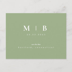 Einfache und schlanke Monogramm Sage III Save the Ankündigungspostkarte