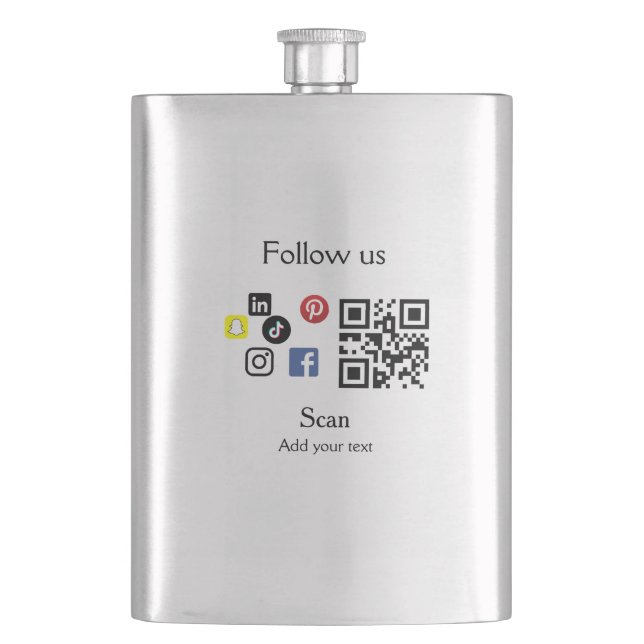 Einfache Unternehmenswebsite Barcode QR-Code Flachmann (Vorderseite)