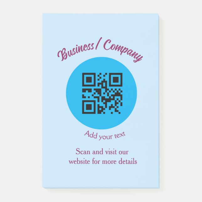 Einfache Unternehmenswebsite Barcode QR Name hinzu Post-it Klebezettel (Vorderseite)
