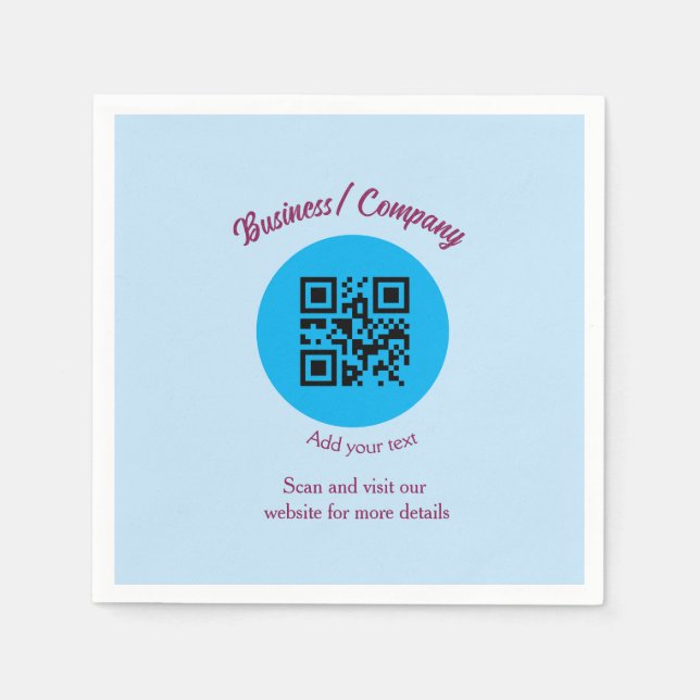 Einfache Unternehmenswebsite Barcode QR Name hinzu Serviette (Vorderseite)