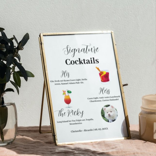 Einfache Unterschrift Coctail Hochzeit Bar Poster (Von Creator hochgeladen)