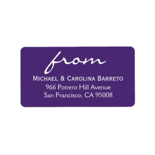 Einfache Unterschrift - Lila Adressaufkleber