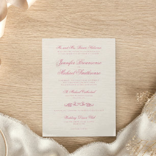 Einfache Unterschriften-Schrift Beige Rosa Hochzei Einladung