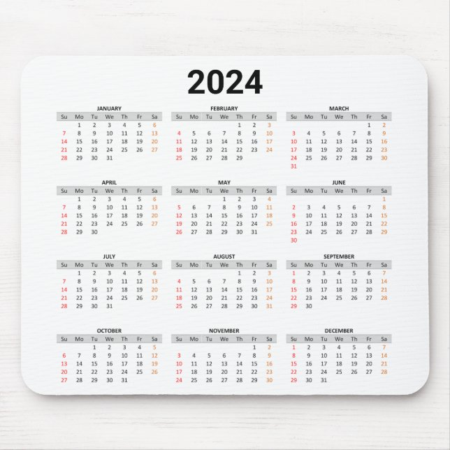 Einfache US 2024 Volljahr auf einen Blick Mousepad (Vorne)
