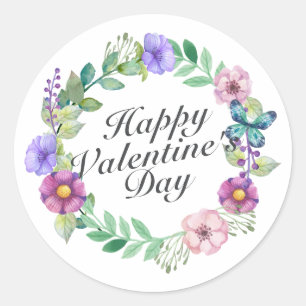 Einfache Valentinstag Blumenschildkröte Runder Aufkleber