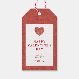 Einfache Valentinstag-Tags mit rotem Herzen Geschenkanhänger