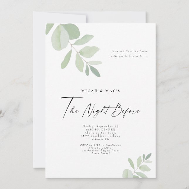 Einfache Vegetation Die Nacht vor dem Abendessen Einladung (Vorderseite)