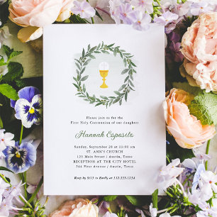 Einfache Vegetation und Chalice   Erste Heilige Ko Einladung