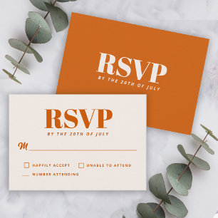Einfache verbrannte orange moderne minimalistische RSVP karte