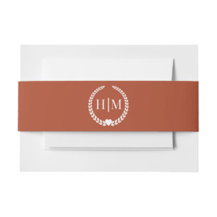 Einfache verbrannte Terrakotta-Orangemonogramm-Ein Einladungsbanderole