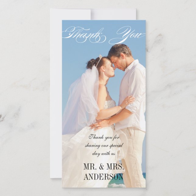 Einfache vertikale Hochzeit Vielen Dank Dankeskarte (Vorderseite)