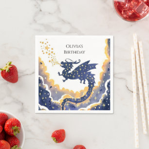 Einfache verzauberte Drache zum Geburtstag Serviette