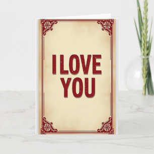Einfache verzierte Border I Love You Karte