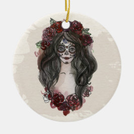 Einfache Verzierung Hand-drawn Dia de Los Muertos Keramik Ornament