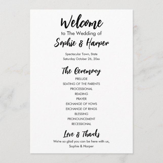 Einfache Vielseitigkeit Moderne Lässig Schwarz & W Programm (Vorderseite)