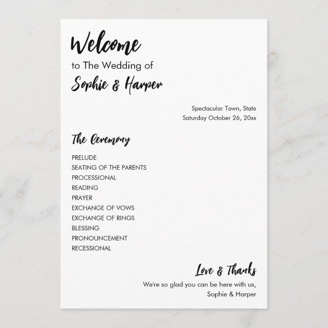 Einfache Vielseitigkeit Moderne Lässig Schwarz & W Programm (Vorderseite)