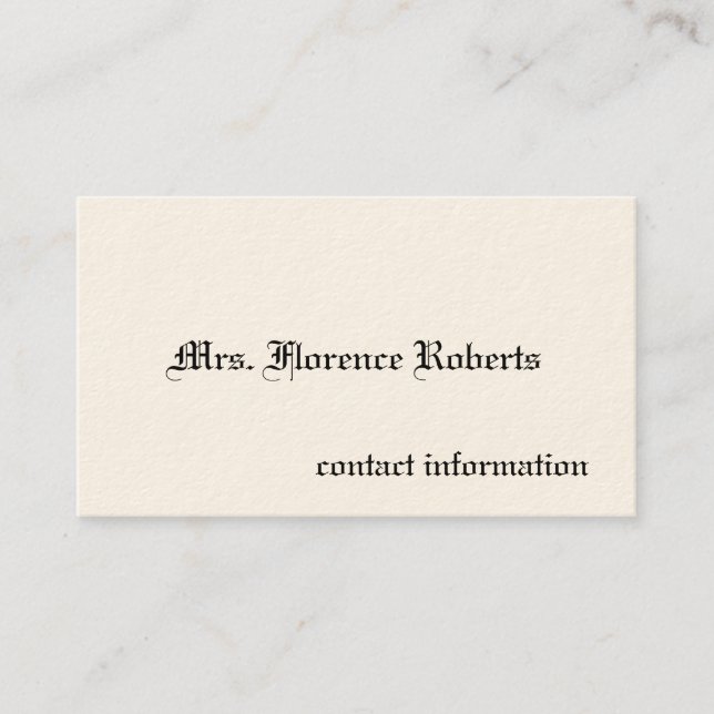 Einfache Viktorianische Calling Cards Telefonnummerkarte (Vorderseite)