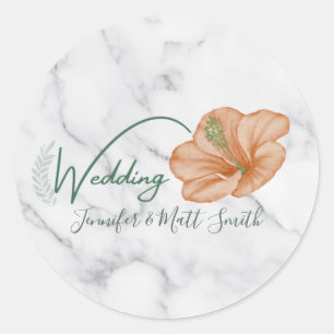 Einfache Vintage-Botanical-Hochzeit Runder Aufkleber