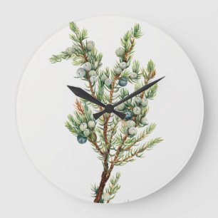 Einfache Vintage Botanische Bergjuniper Große Wanduhr