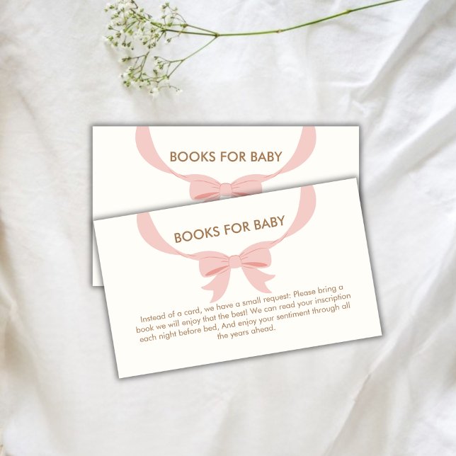 Einfache Vintage Bücherbücher für Babydusche Begleitkarte (Pink Simple Vintage Bow Books For Baby Shower Enclosure Card)