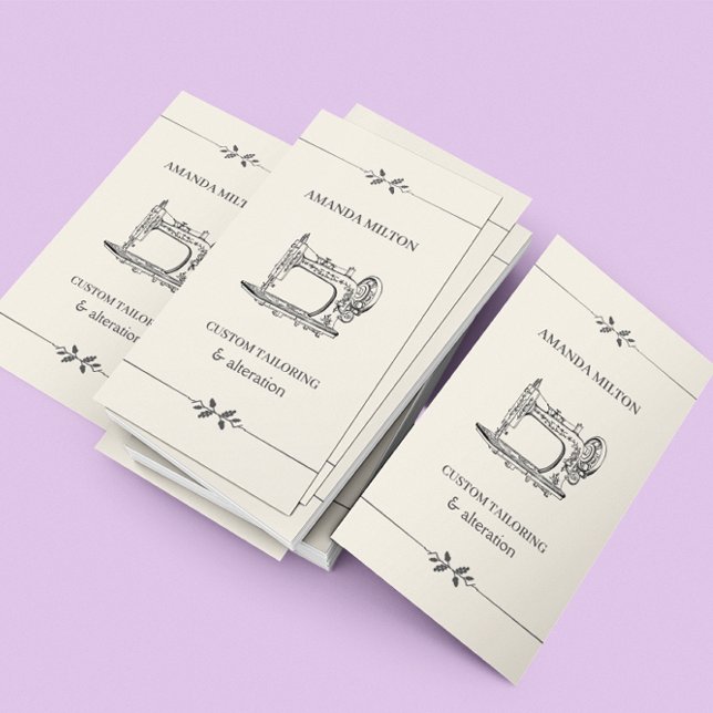 Einfache Vintage Elegantress Fashion Nähen Visitenkarte (Von Creator hochgeladen)