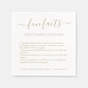 Einfache Vintage Gold Script-Fun-Fakten Hochzeit Serviette