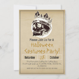 Einfache Vintage Halloween-Party Gothic Skull Einladung