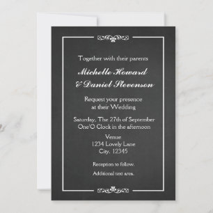 Einfache Vintage-Kreide-Hochzeit Elegante Einladun Einladung