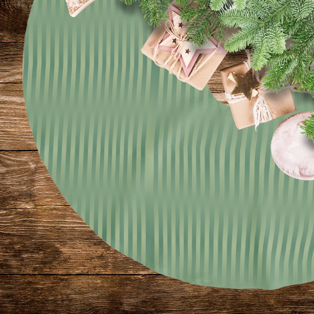 Einfache Vintage Olive Sage Grüne Streifen Polyester Weihnachtsbaumdecke (Von Creator hochgeladen)
