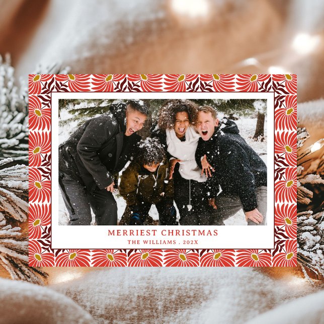 Einfache Vintage Red Pattern Foto Weihnachten (Von Creator hochgeladen)