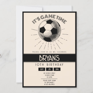 Einfache Vintage Retro Black Soccer Geburtstag Einladung